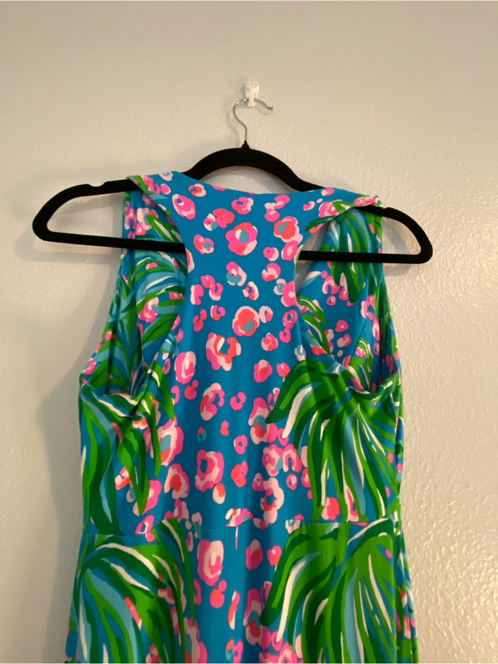 Lilly Pulitzer Blue Maxi Dress with Green Palm & Pink Floral Print - Picture 4 of 8